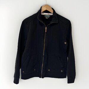 Vtg Lauren Ralph Lauren Womens Jacket M Black Gold Zip Preppy‎ Old Money USA